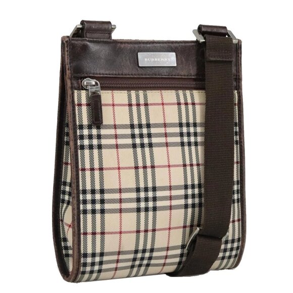 BURBERRY Nova Check Shoulder Bag Canvas Beige Silver - Picture 1 of 16